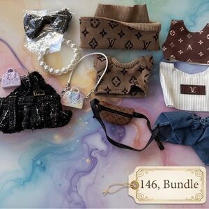 146, Bundle of LV Logo Outfit and Accessory Set for Labubu doll(No Doll)